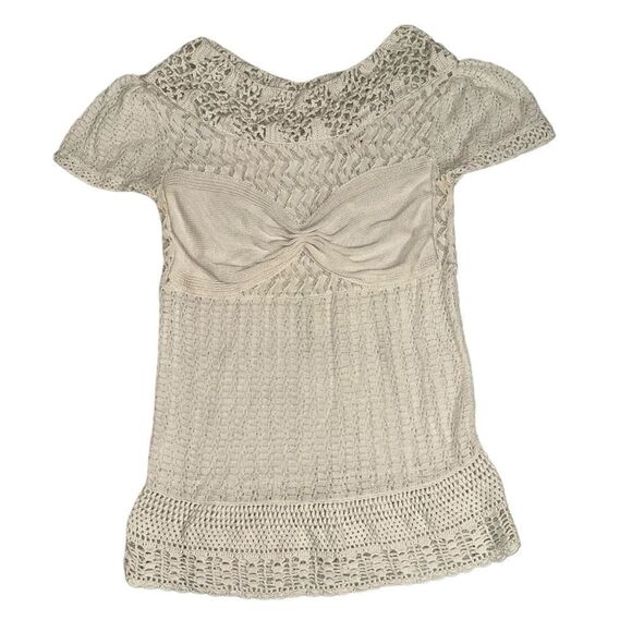 BCBGMAXAZRIA Runway Silk Blend Crochet Lace Top Size Small - Picture 3 of 16